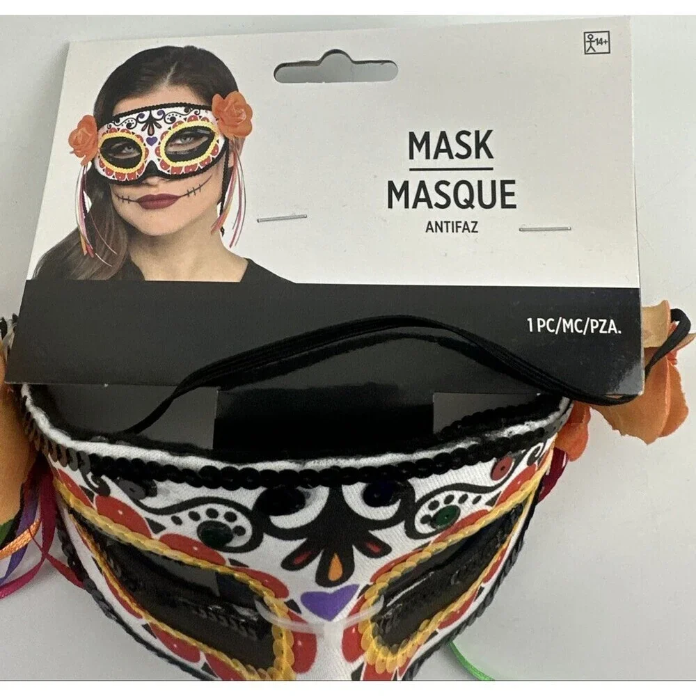 Fiesta De La Muerte Mask‎ Colorful Sequins Elastic Costume New Day of the Dead